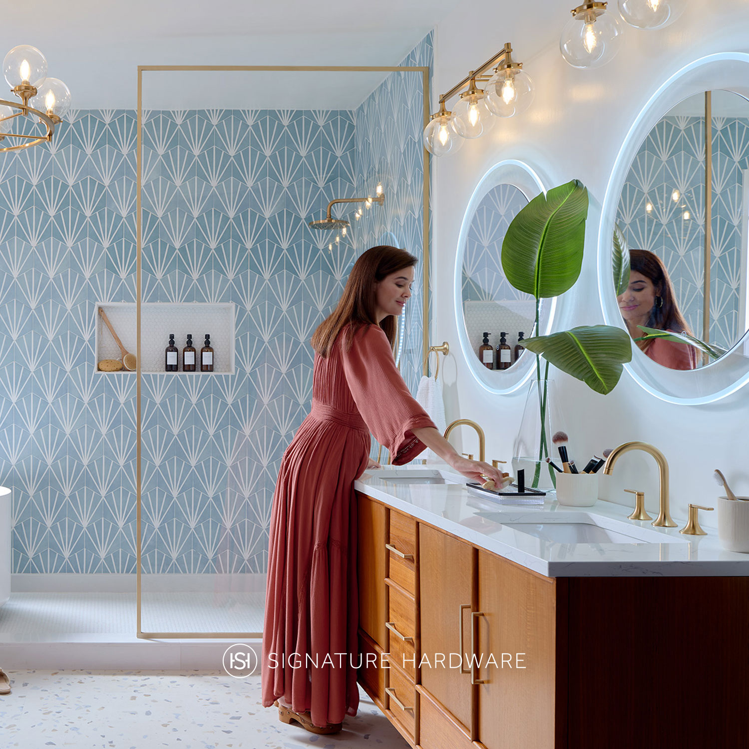 Person using a vanity