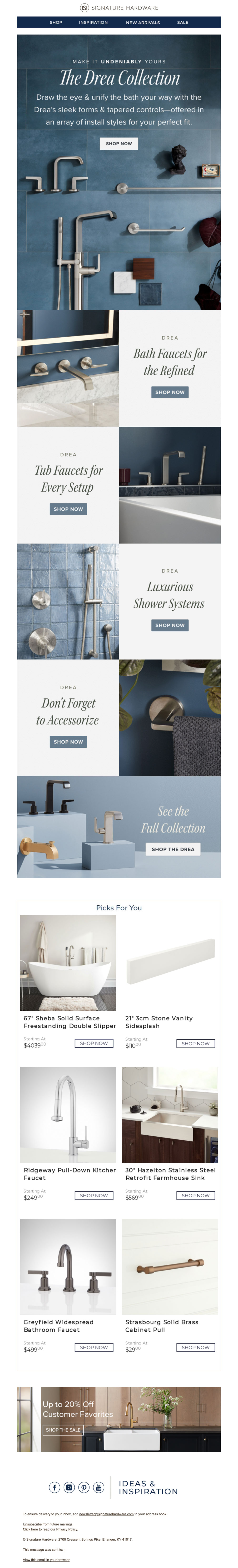 The Drea Faucet Collection Email Newsletter
