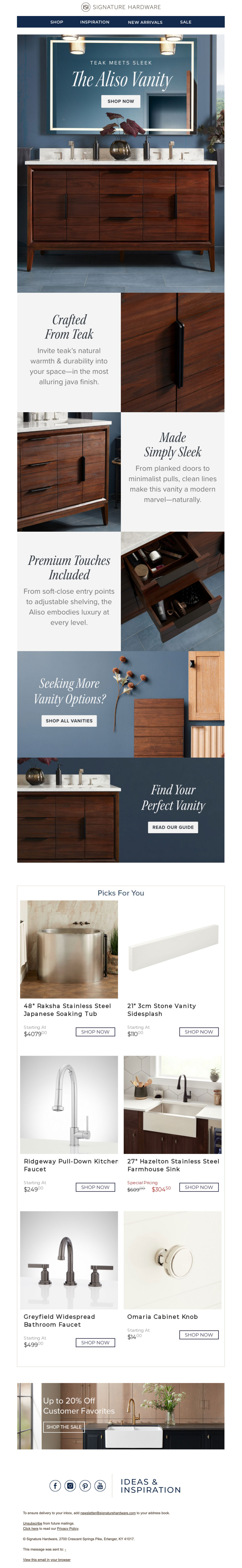 One Bathroom. Infinate Sophistication. Email Newsletter.