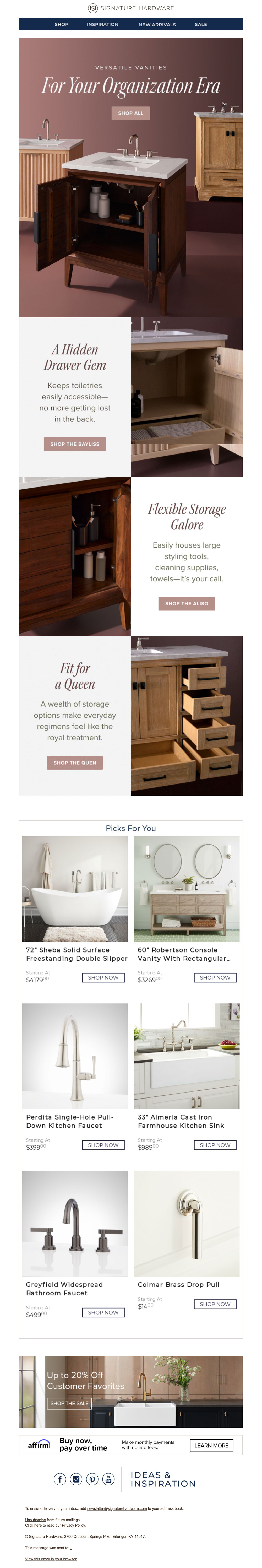 Versatile Vanities Email Newsletter